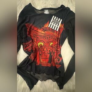 Cakeworthy x Beetlejuice Dante's Inferno Mesh Top Sz: M